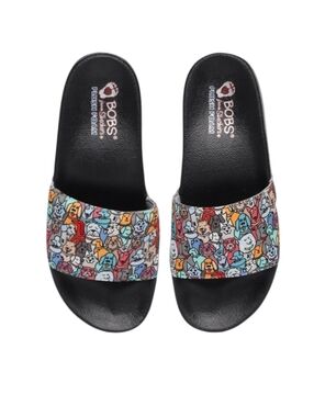 Skechers BOBS Pop Ups Cat Print Slides | "Meow Party" | Size 10